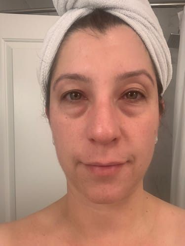 Barbara M.'s selfie with a towel on her head