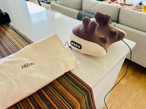 Mike S.'s Hizoo and its travel pouch on a kitchen counter